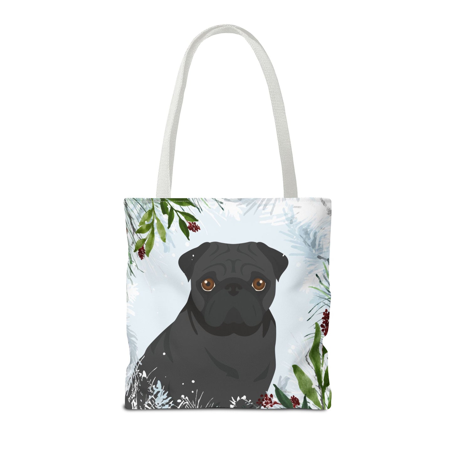Pug Dog Christmas Holiday Tote Bag 16x16