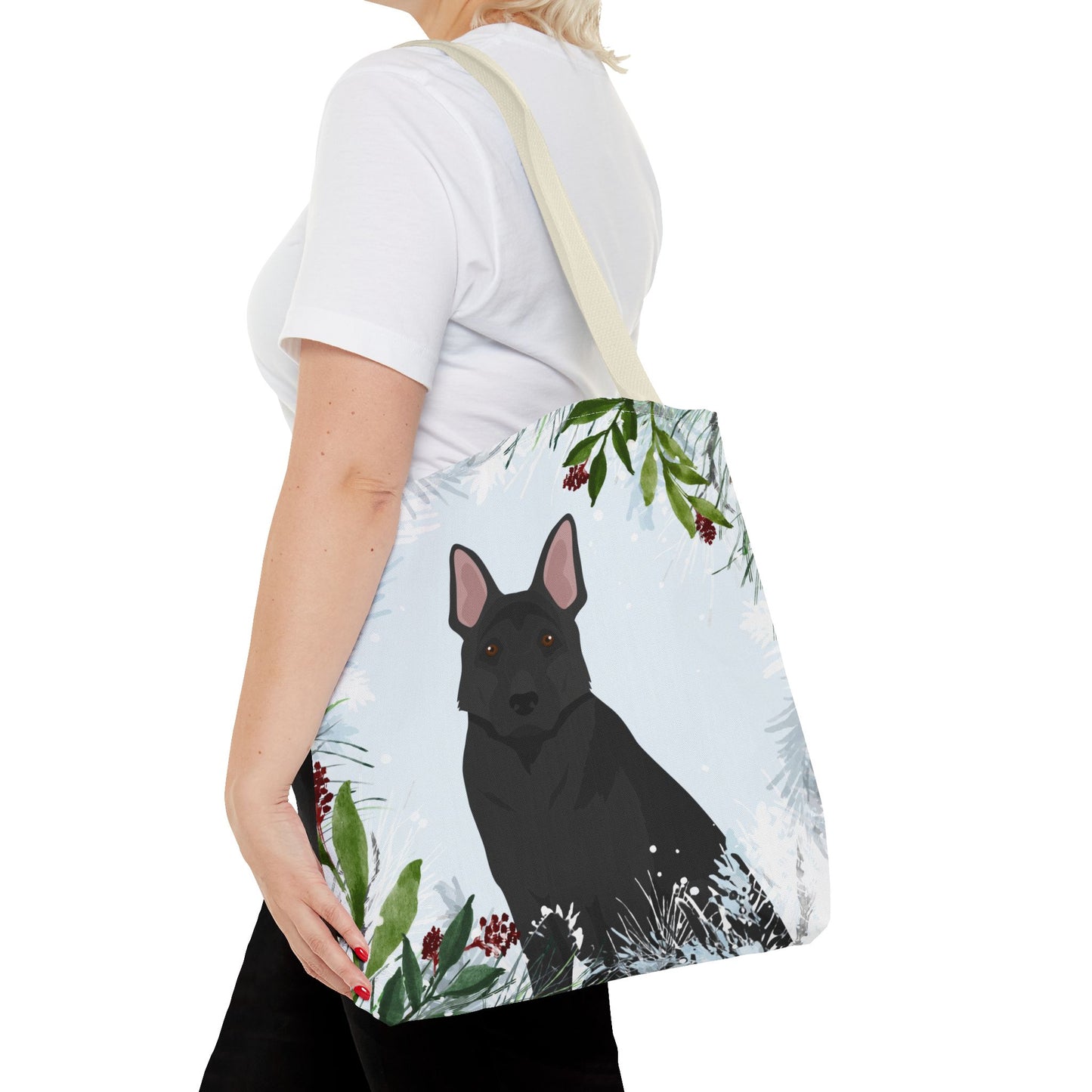 German Shepherd Dog Christmas Holiday Tote Bag 16x16