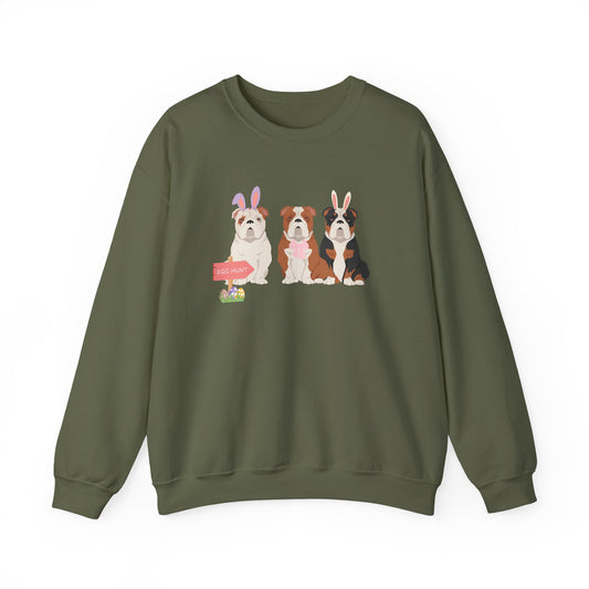 Bulldog Dog Easter Unisex Heavy Blend Crewneck Sweatshirt, Easter, Cute Dog Mom Gift