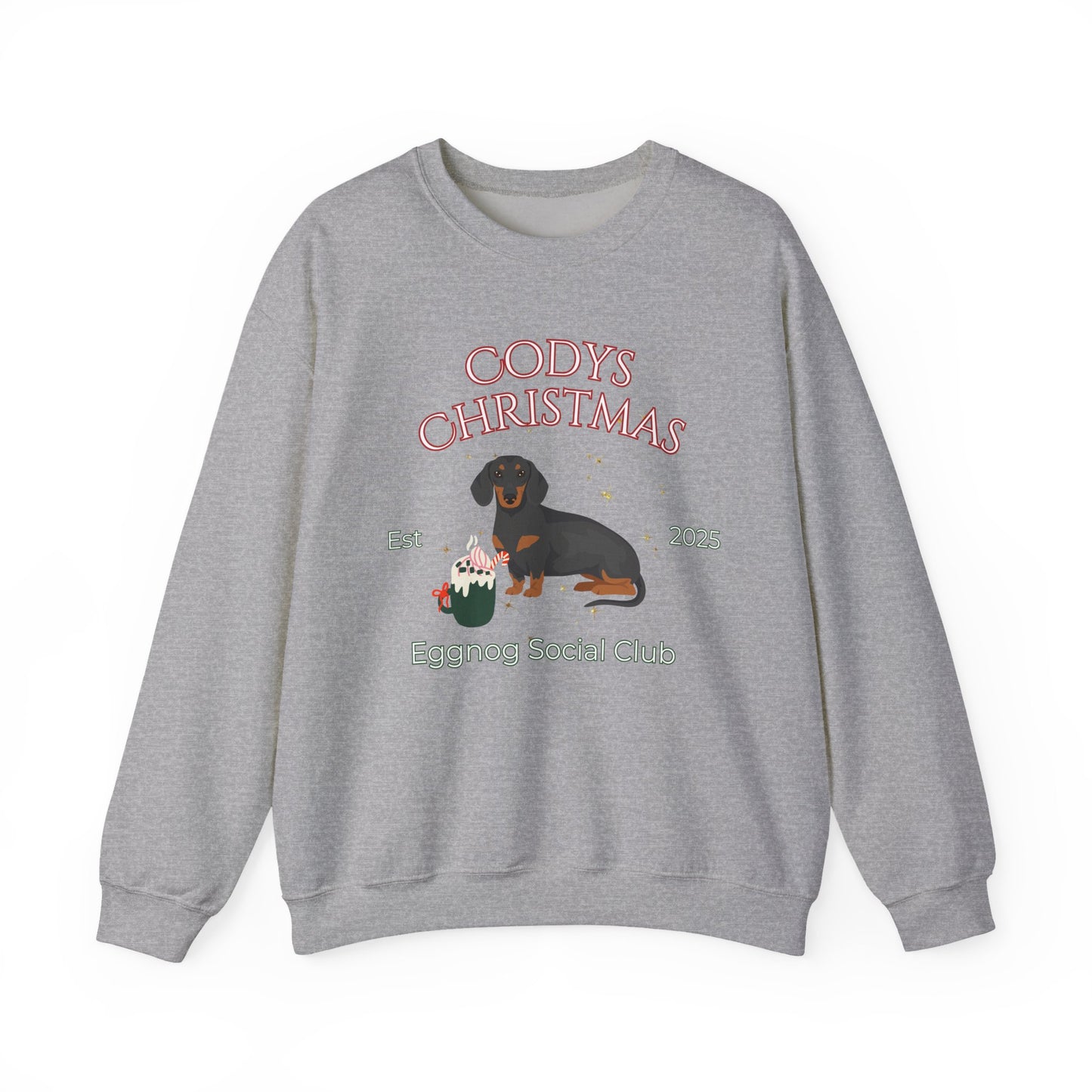 Dachshund Dog Christmas Social Club Unisex Heavy Blend Crewneck Sweatshirt Custom Name