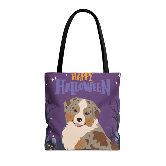 Miniature American Shepherd Dog Happy Halloween Tote Bag 16x16