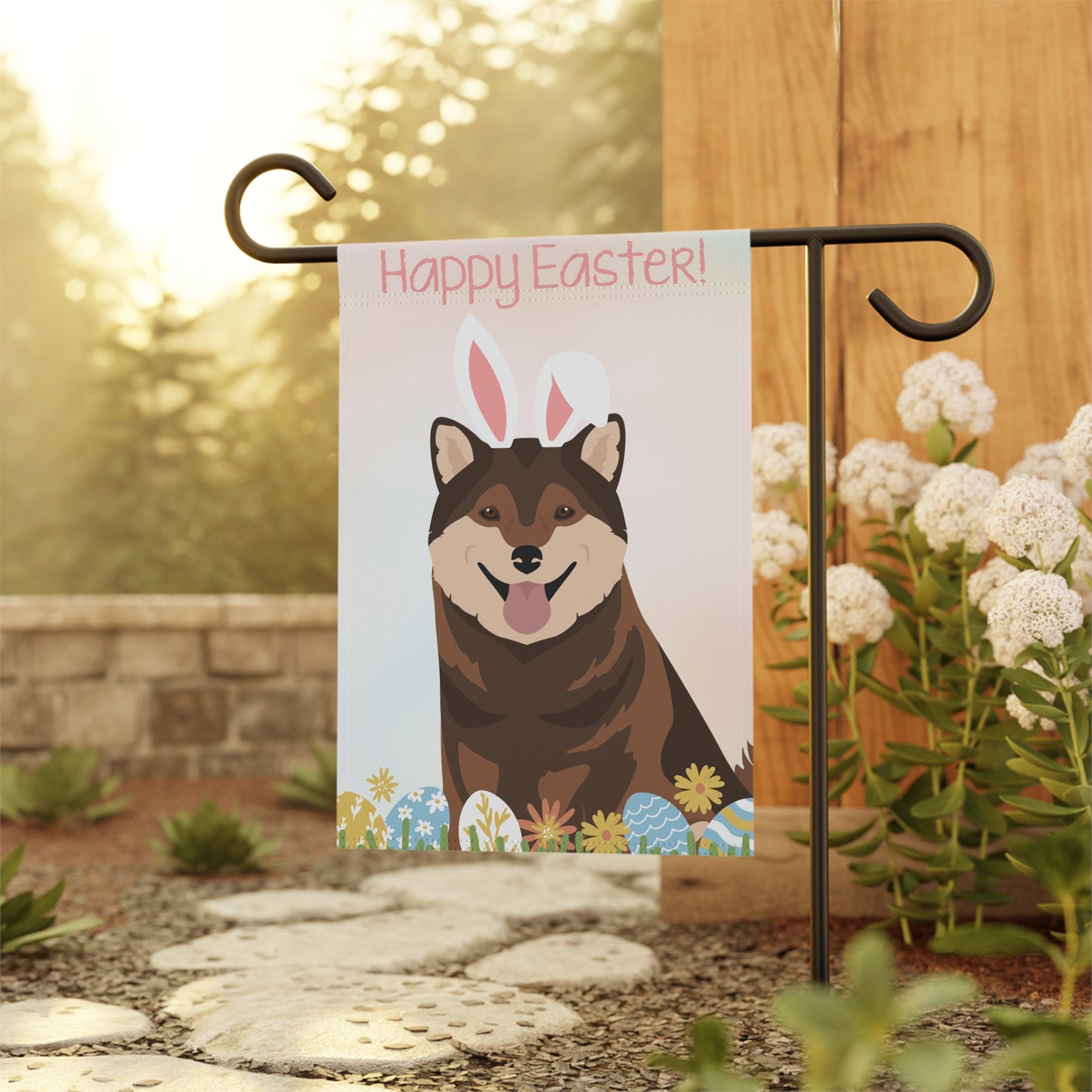 Shiba Inu Dog Happy Easter Garden Flag
