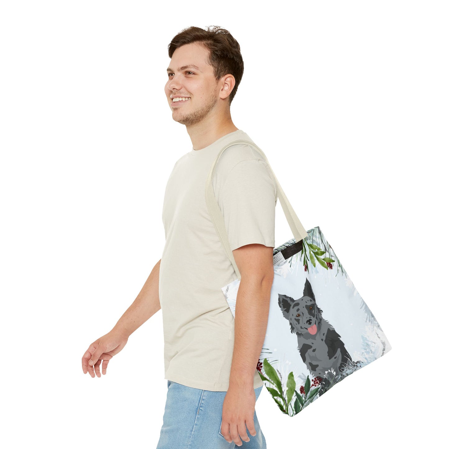 Mudi Dog Christmas Holiday Tote Bag 16x16