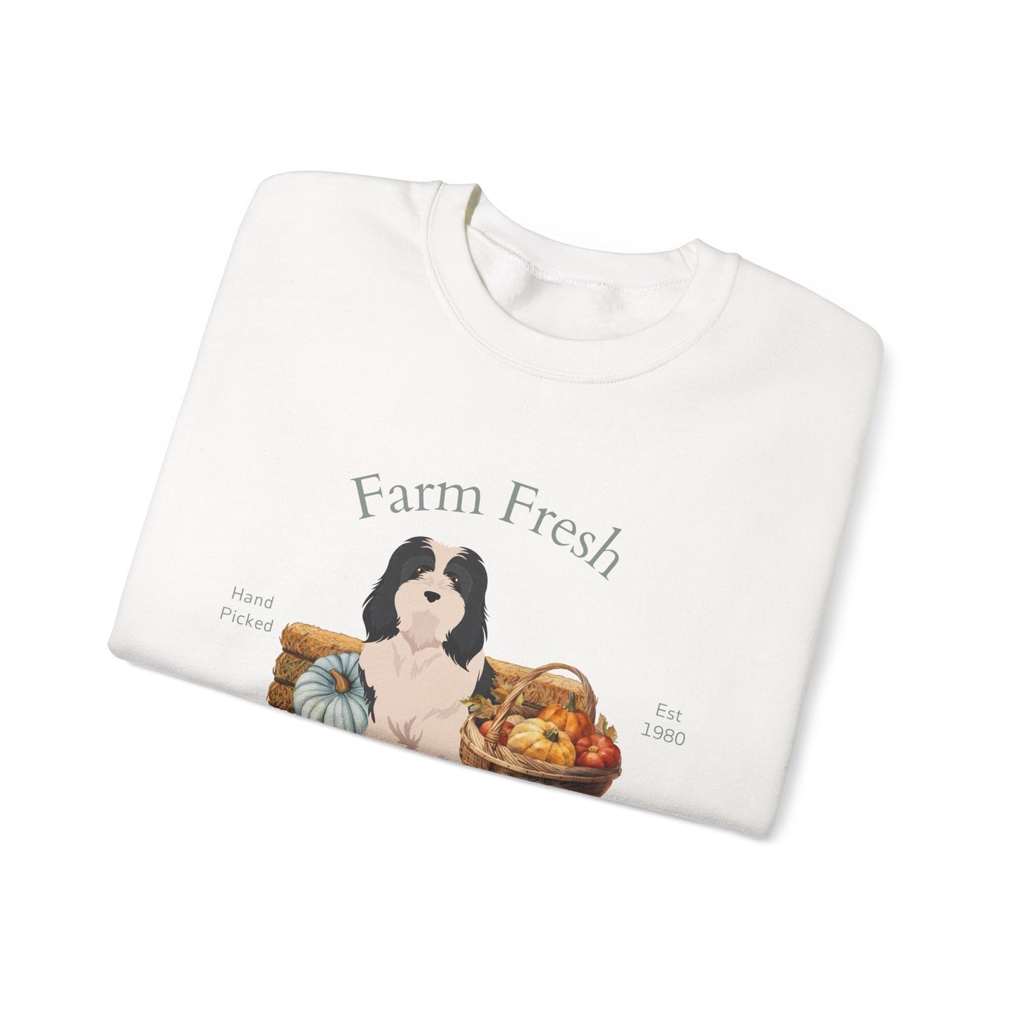 Havanese Dog Fall Farm Fresh Unisex Heavy Blend Crewneck Sweatshirt