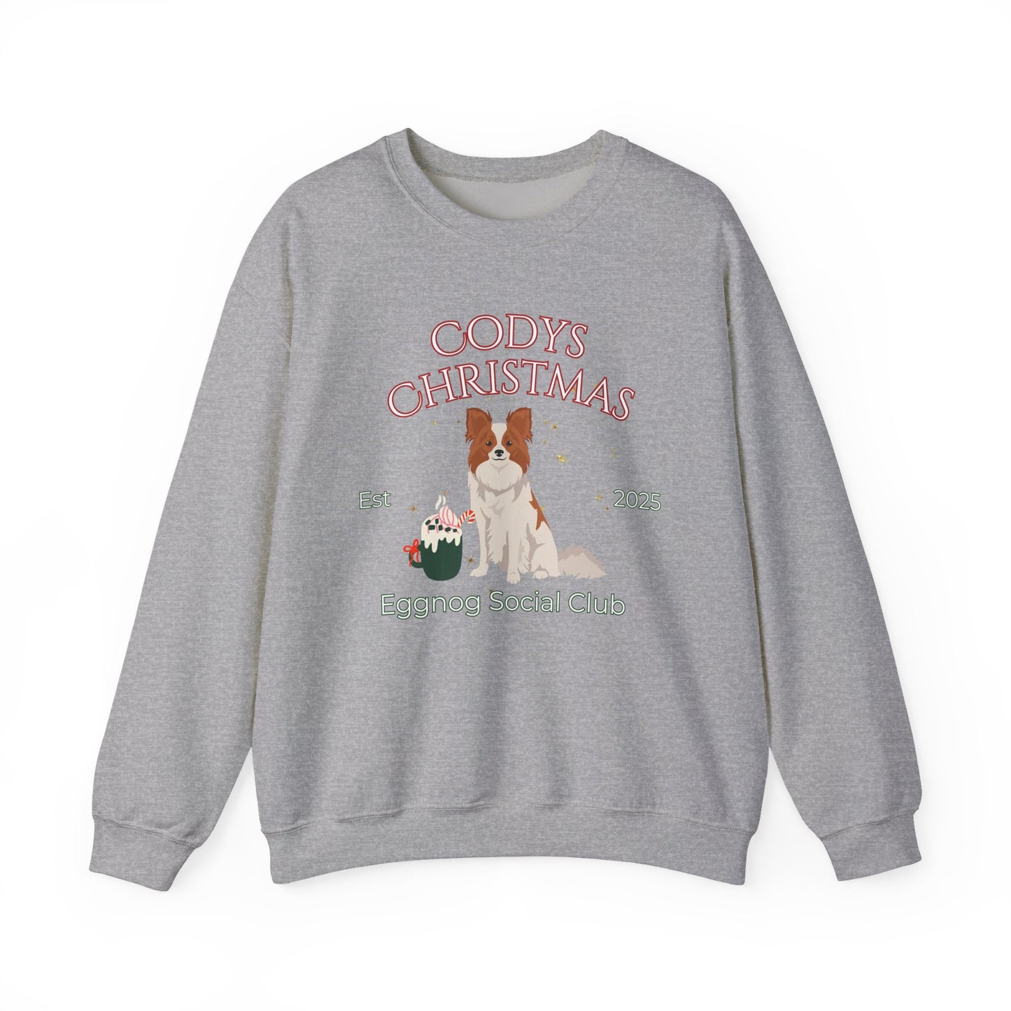 Papillon Dog Christmas Social Club Unisex Heavy Blend Crewneck Sweatshirt Custom Name