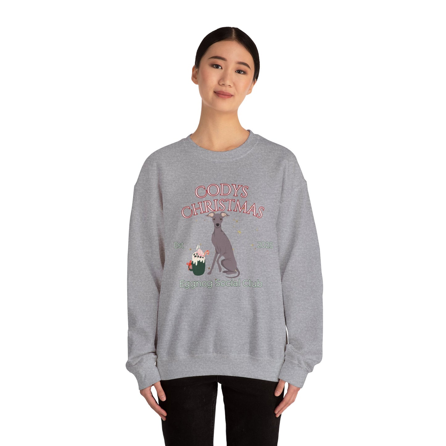 Italian Greyhound Dog Christmas Social Club Unisex Heavy Blend Crewneck Sweatshirt Custom Name