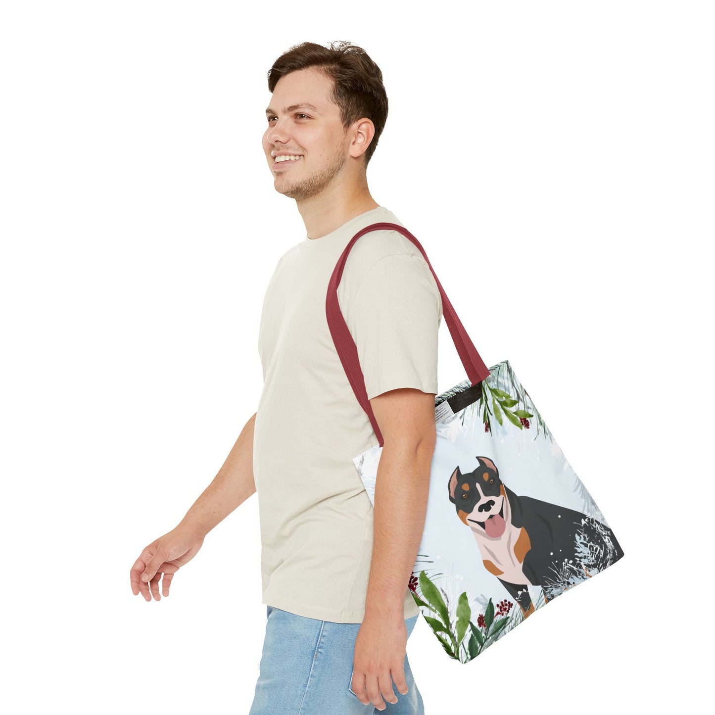 Pit Bull Dog Christmas Holiday Tote Bag 16x16