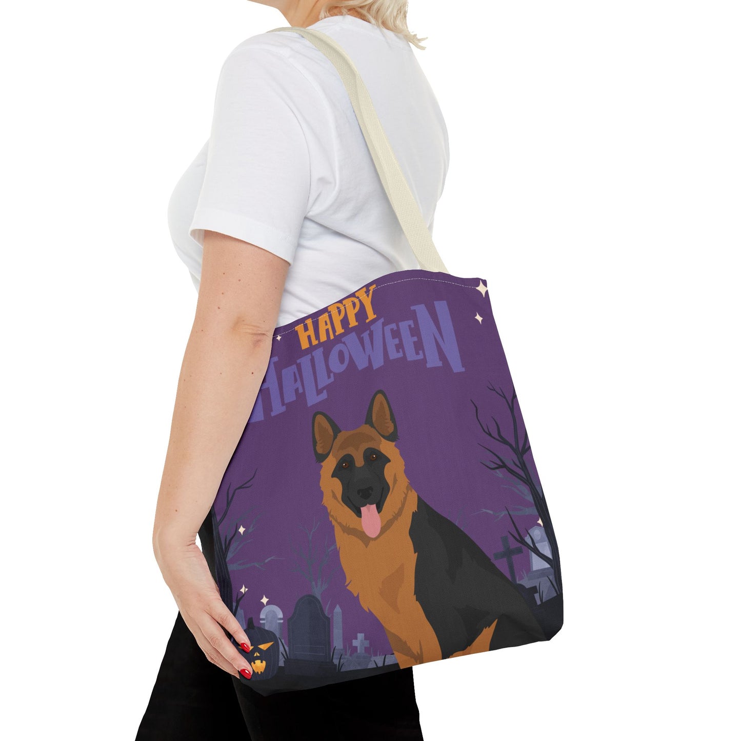 German Shepherd Dog Happy Halloween Tote Bag 16x16