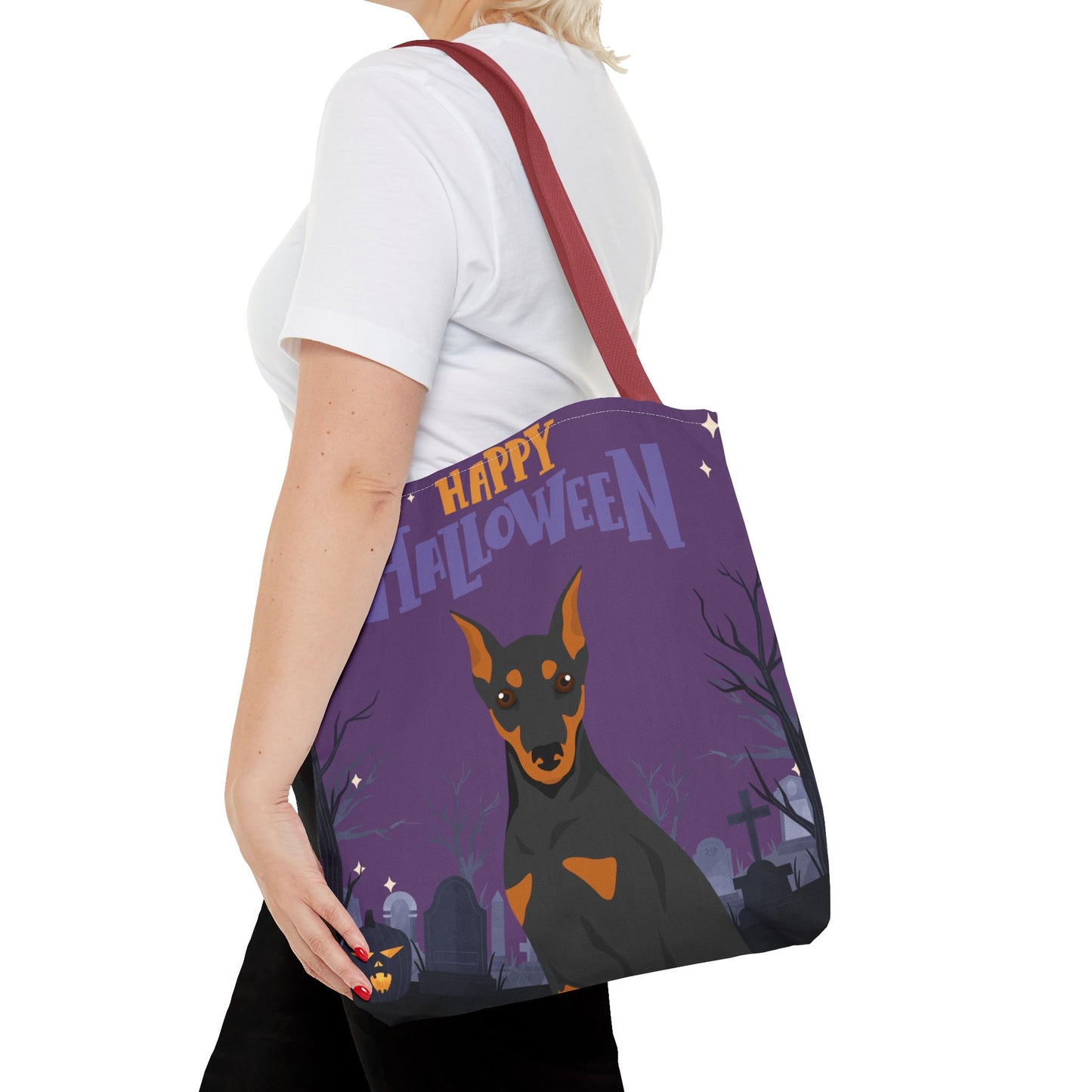 German Pinscher Dog Happy Halloween Tote Bag 16x16
