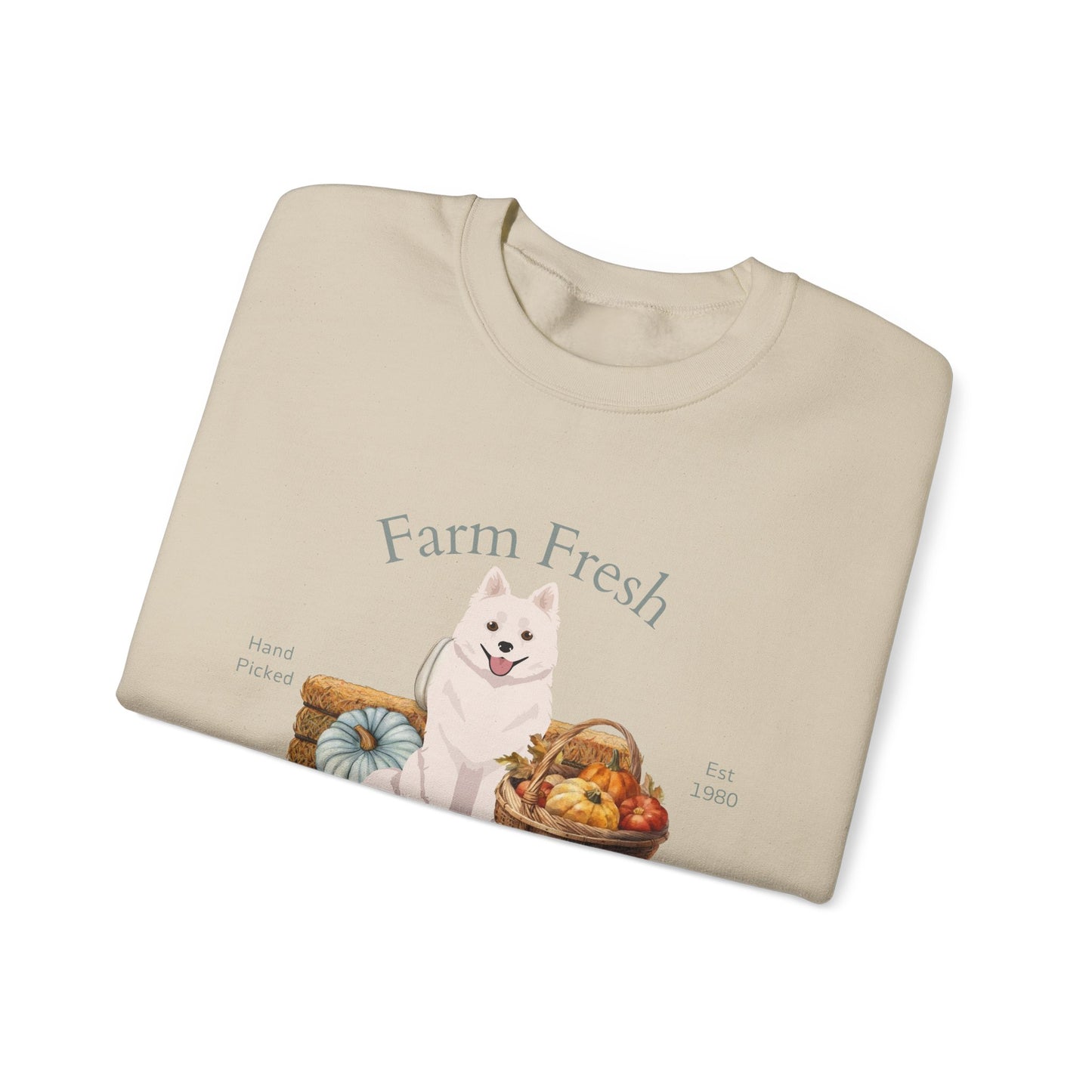 American Eskimo Dog Dog Fall Farm Fresh Unisex Heavy Blend Crewneck Sweatshirt