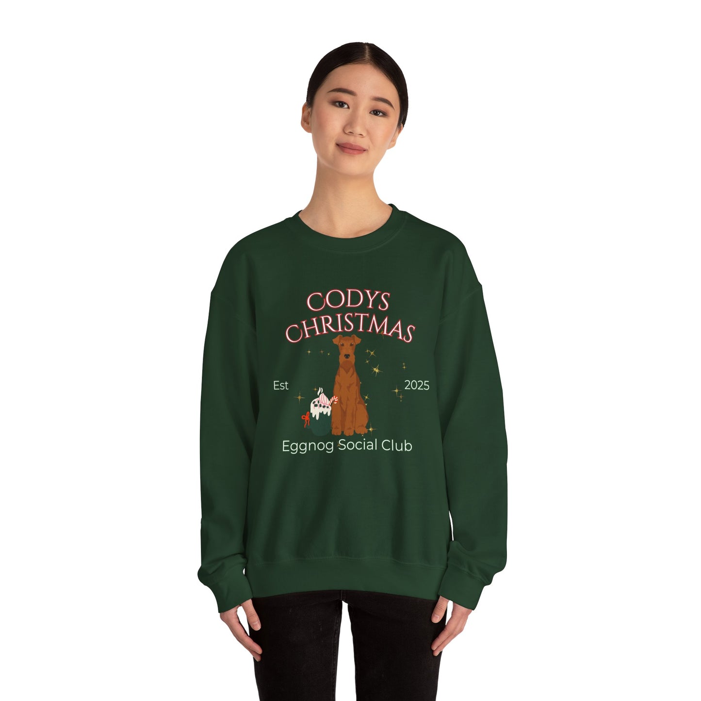 Irish Terrier Dog Christmas Social Club Unisex Heavy Blend Crewneck Sweatshirt Custom Name