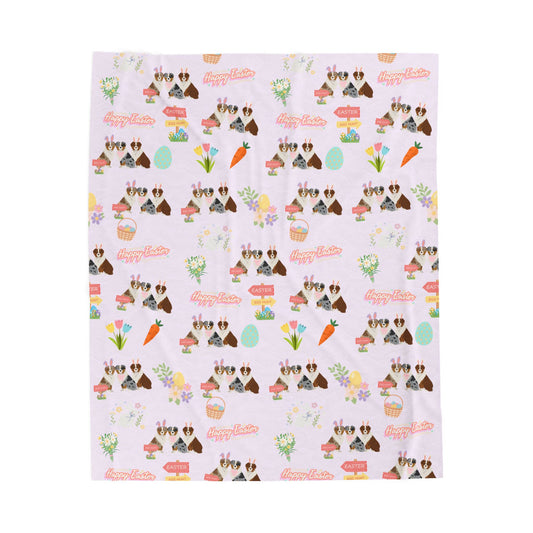 Australian Shepherd Dog Easter Velveteen Plush Blanket