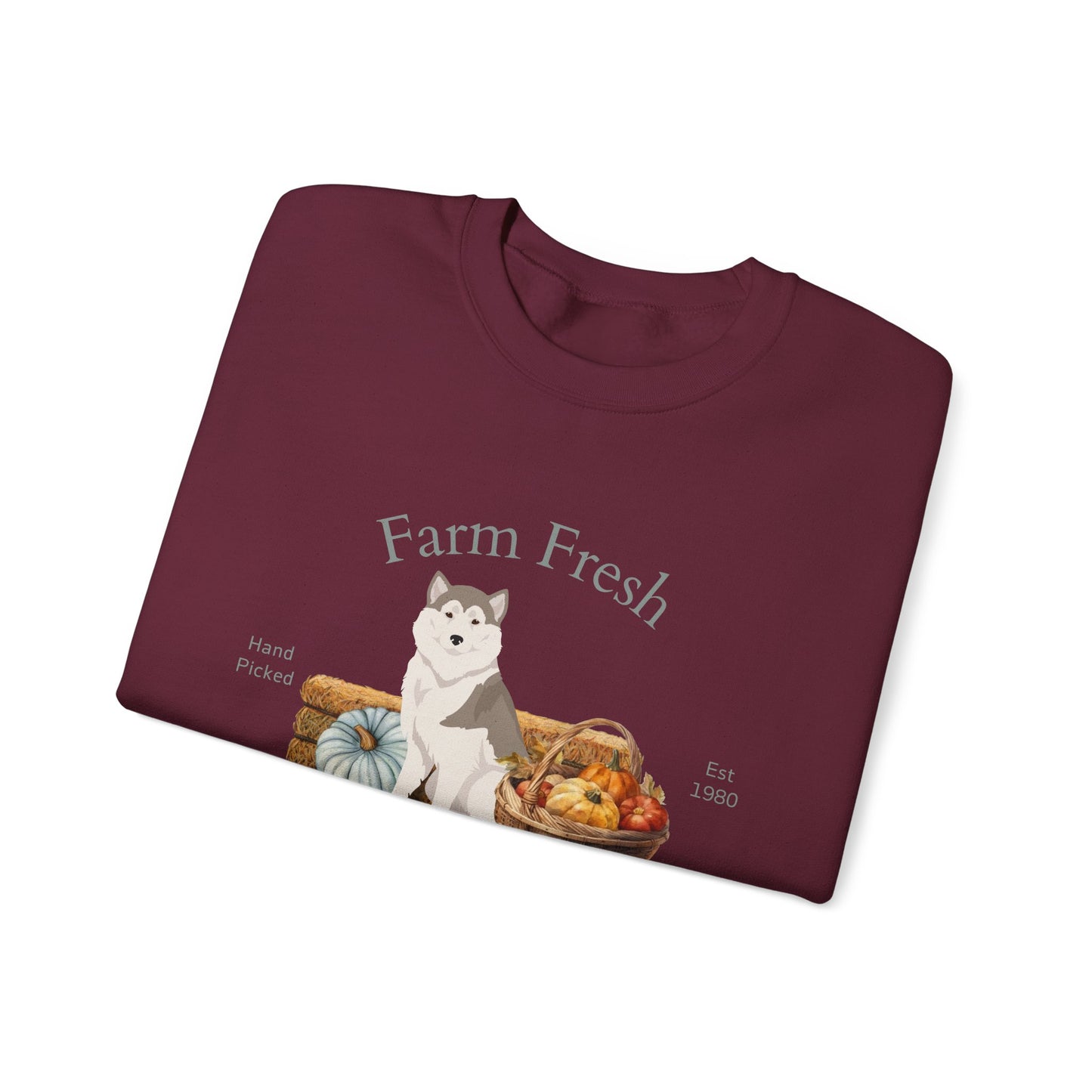 Greenland Dog Dog Fall Farm Fresh Unisex Heavy Blend Crewneck Sweatshirt