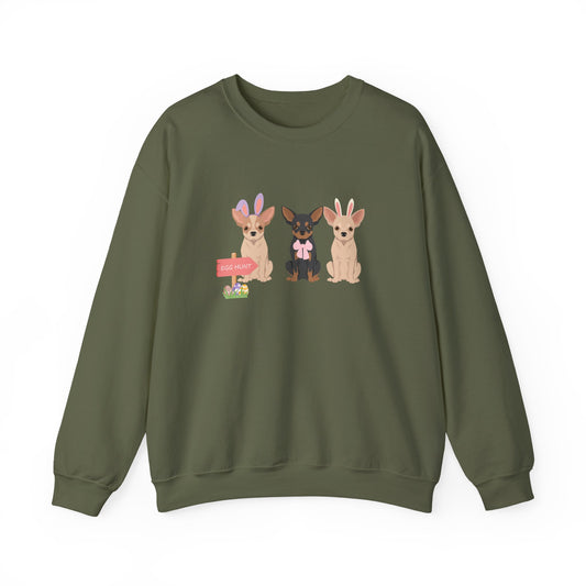 Chihuahua Dog Easter Unisex Heavy Blend Crewneck Sweatshirt, easter, Cute Dog Mom Gift