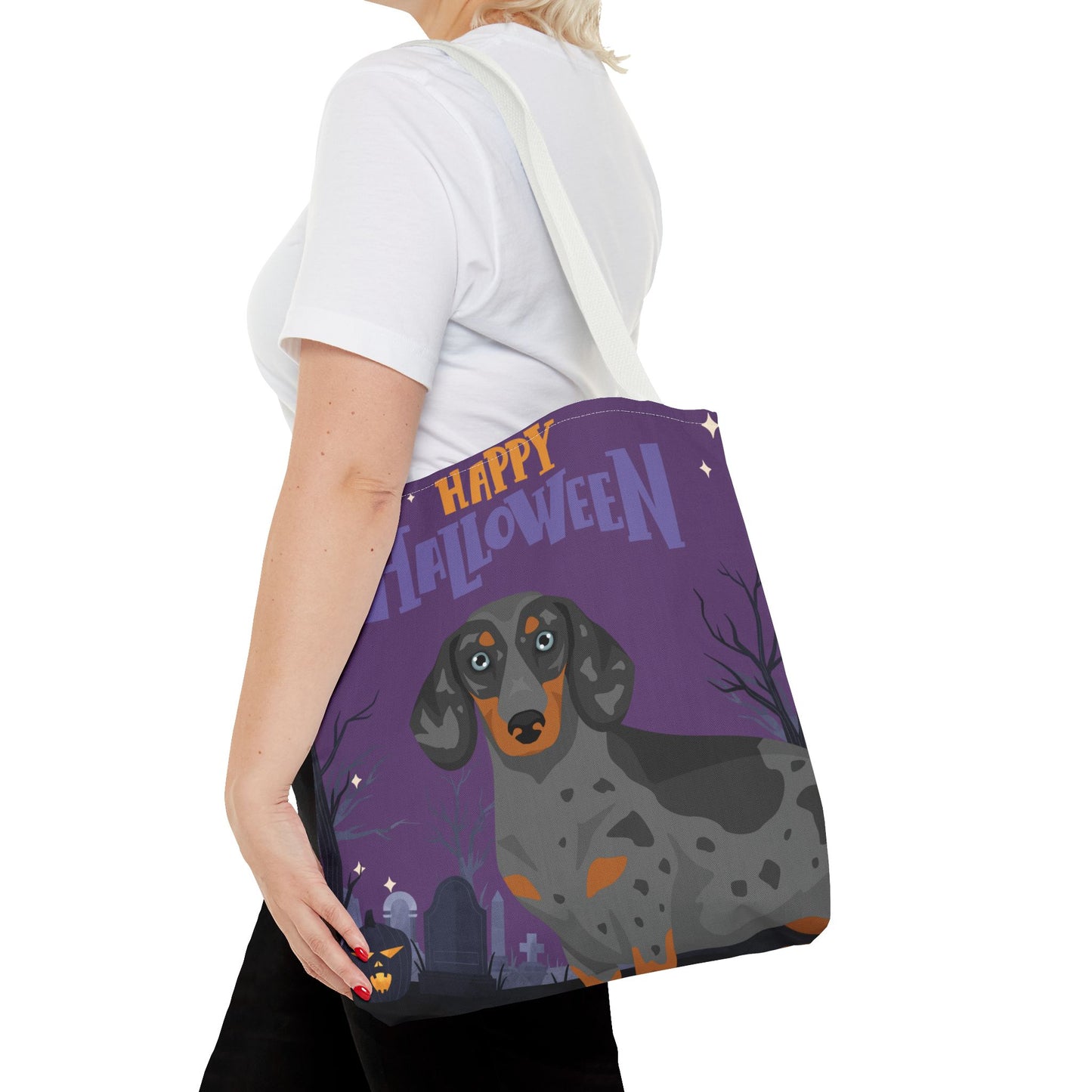 Dachshund Dog Happy Halloween Tote Bag 16x16