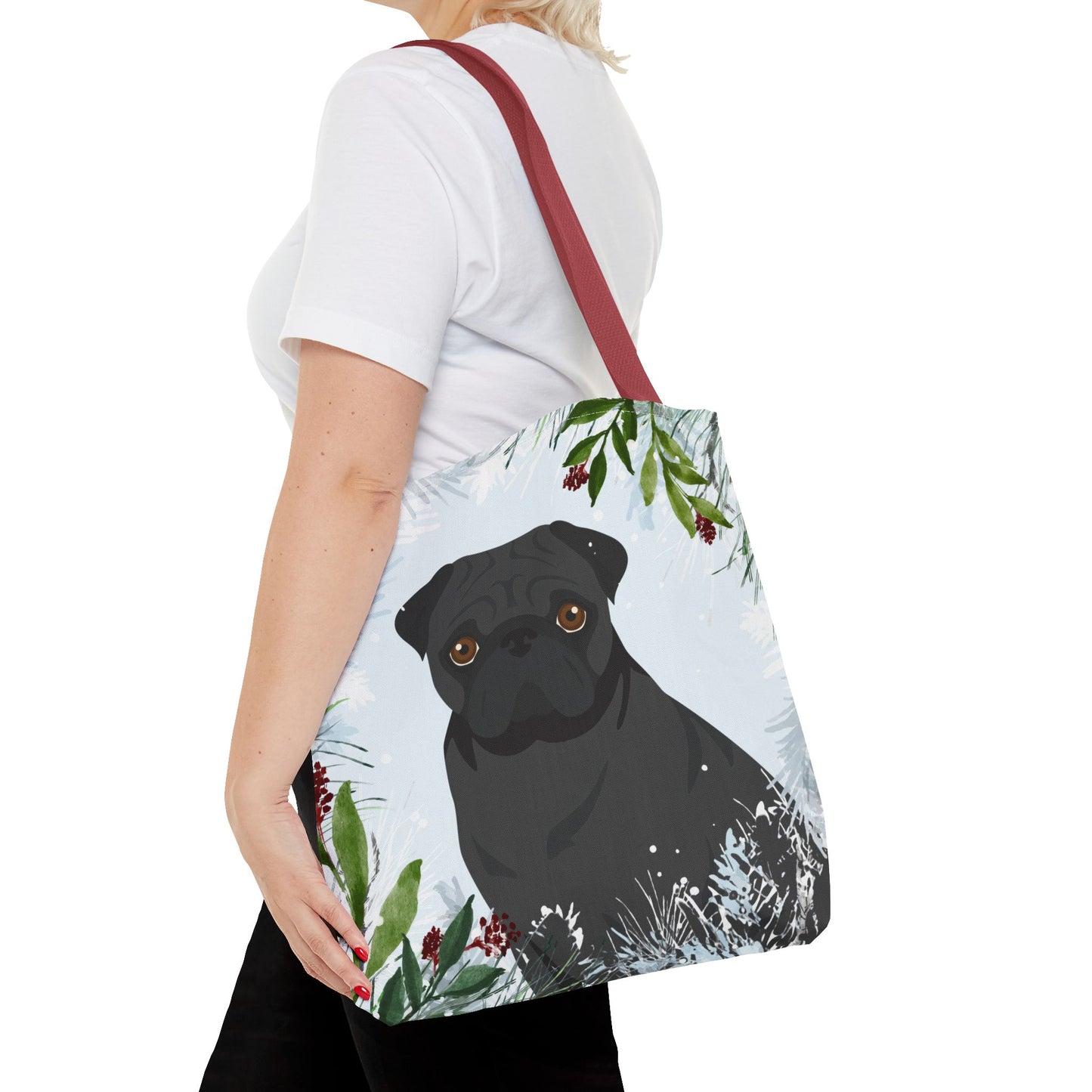 Pug Dog Christmas Holiday Tote Bag 16x16