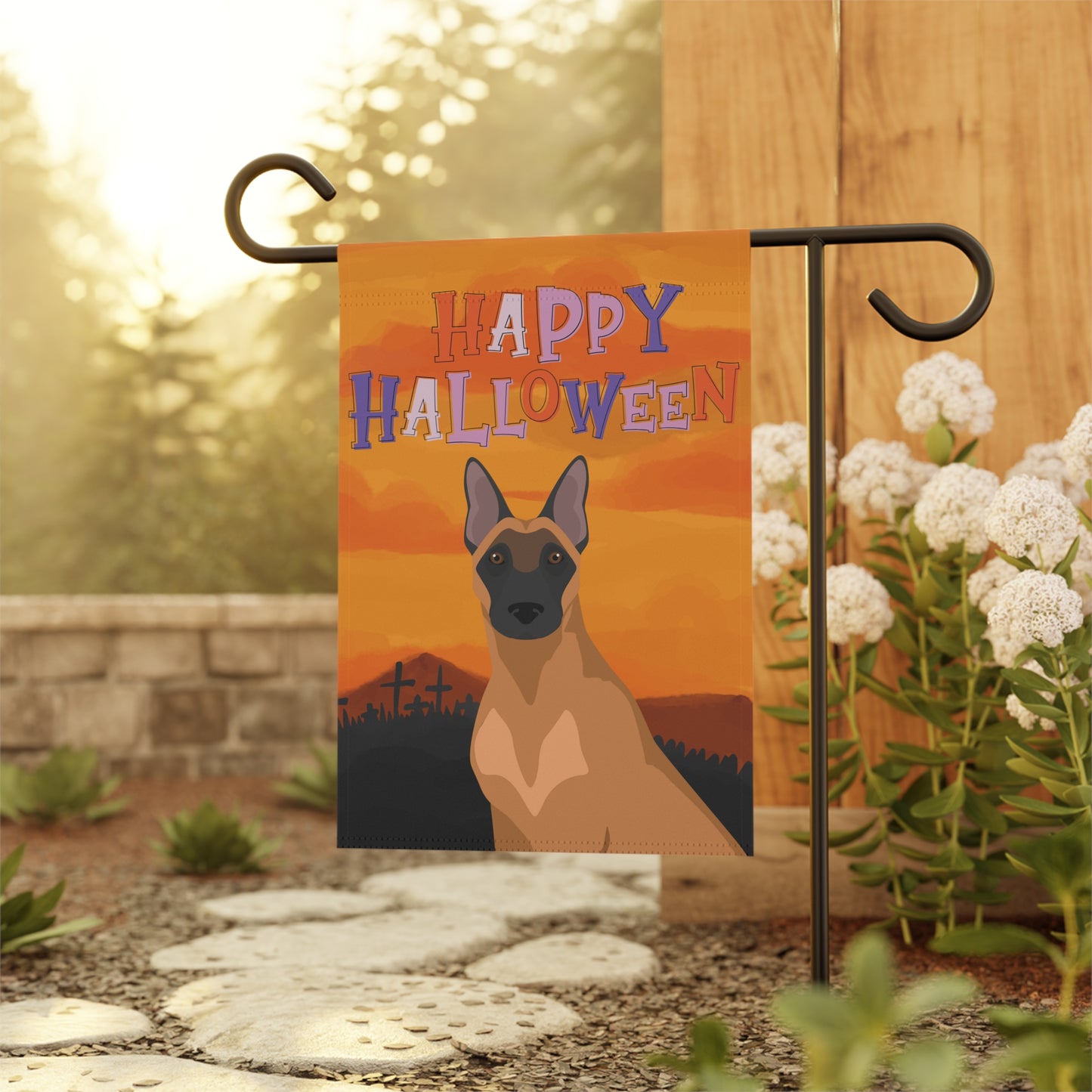 Belgian Malinois Dog Halloween Garden Flag