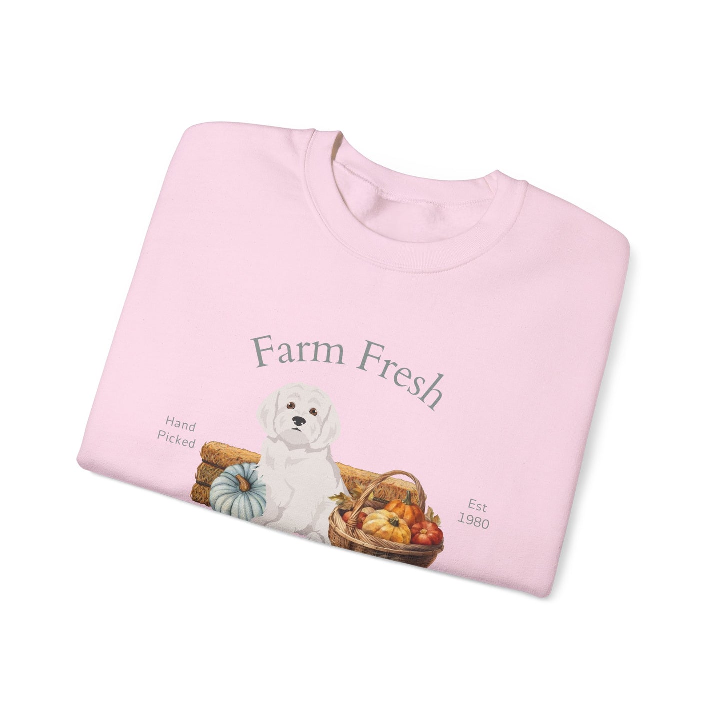 Maltese Dog Fall Farm Fresh Unisex Heavy Blend Crewneck Sweatshirt