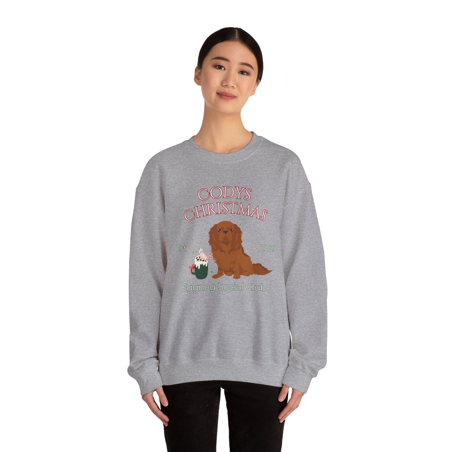 English Toy Spaniel Dog Christmas Social Club Unisex Heavy Blend Crewneck Sweatshirt Custom Name