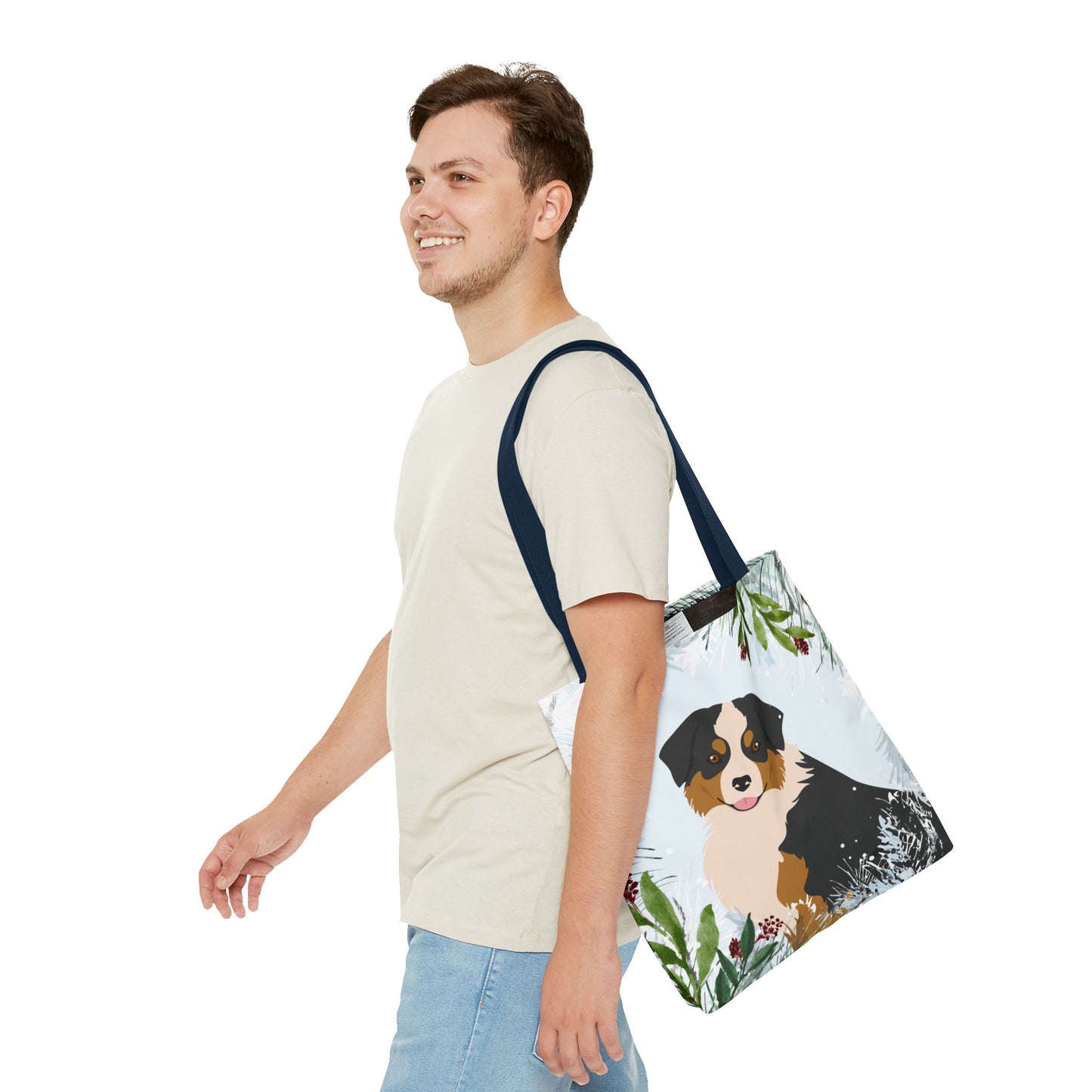 Miniature American Shepherd Dog Christmas Holiday Tote Bag 16x16