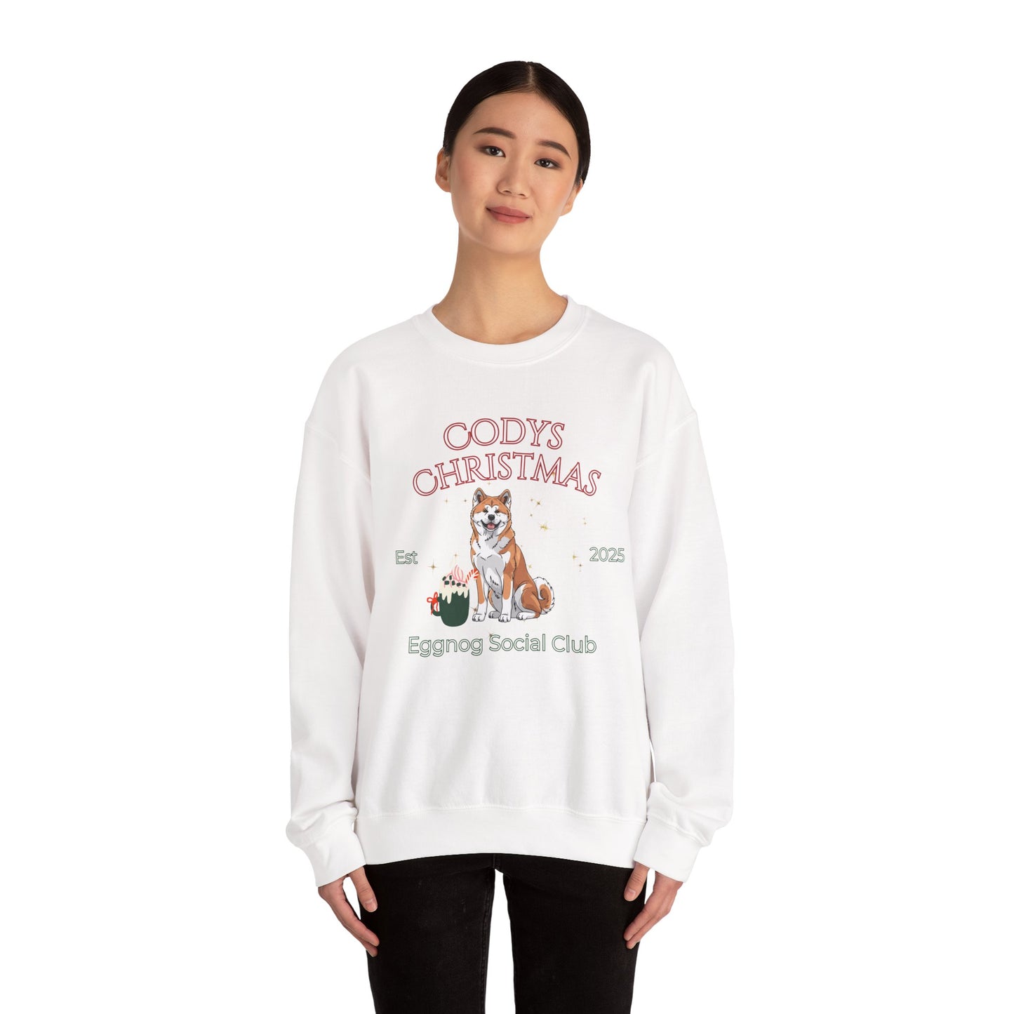 Japanese Akita Dog Christmas Social Club Unisex Heavy Blend Crewneck Sweatshirt Custom Name