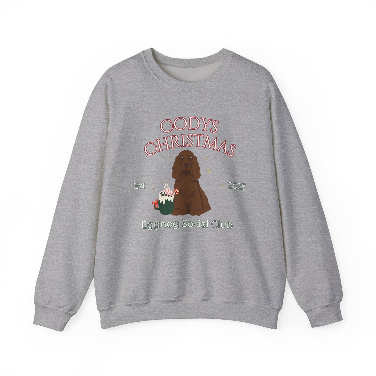 Field Spaniel Dog Christmas Social Club Unisex Heavy Blend Crewneck Sweatshirt Custom Name