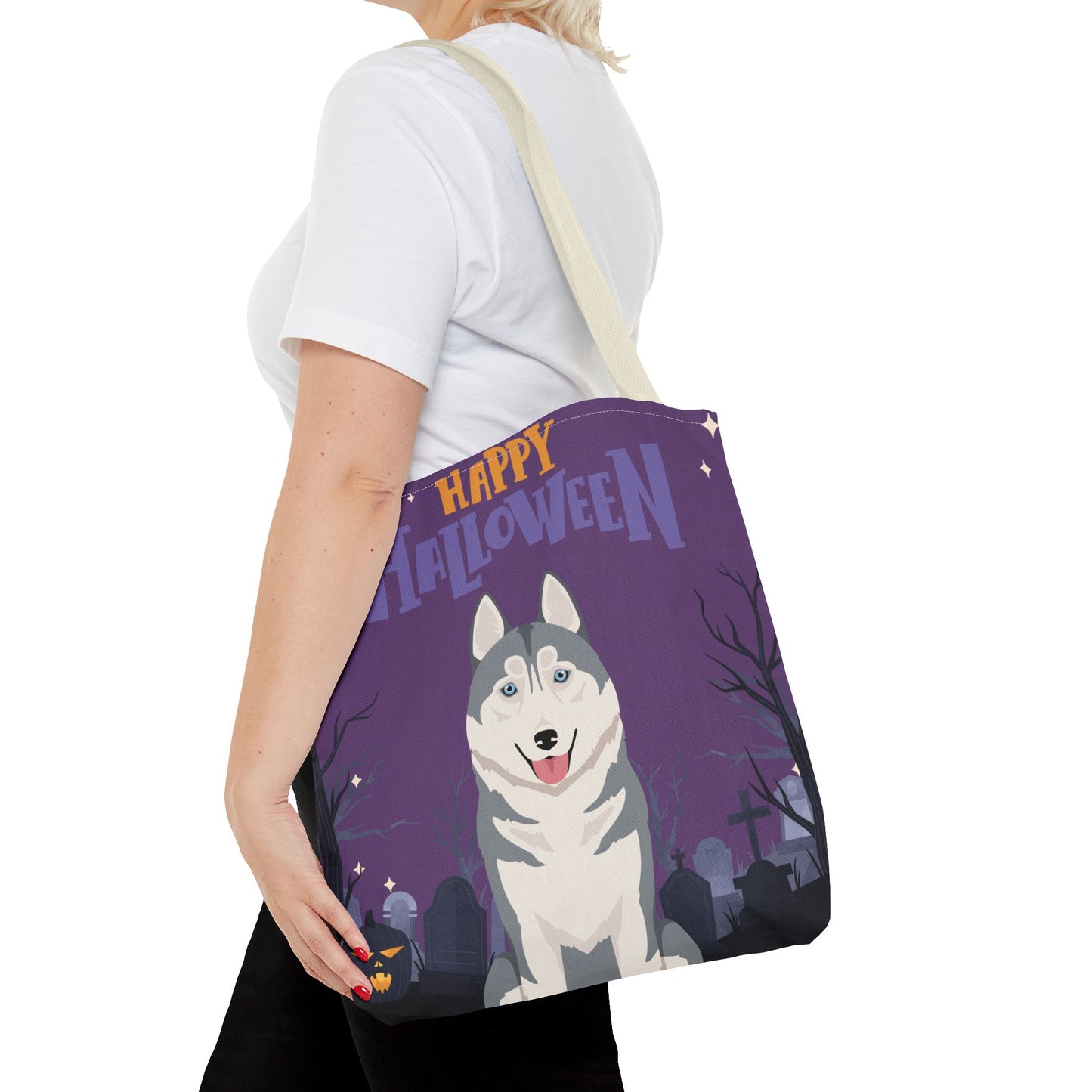 Siberian Husky Dog Happy Halloween Tote Bag 16x16