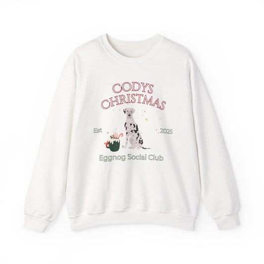 Great Dane Dog Christmas Social Club Unisex Heavy Blend Crewneck Sweatshirt Custom Name