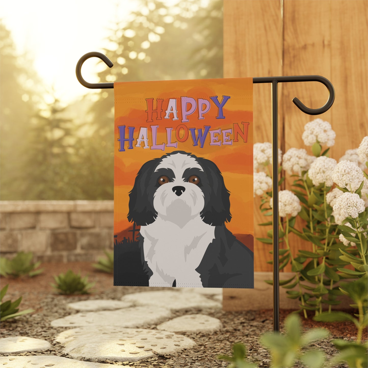 Shih Tzu Dog Halloween Garden Flag