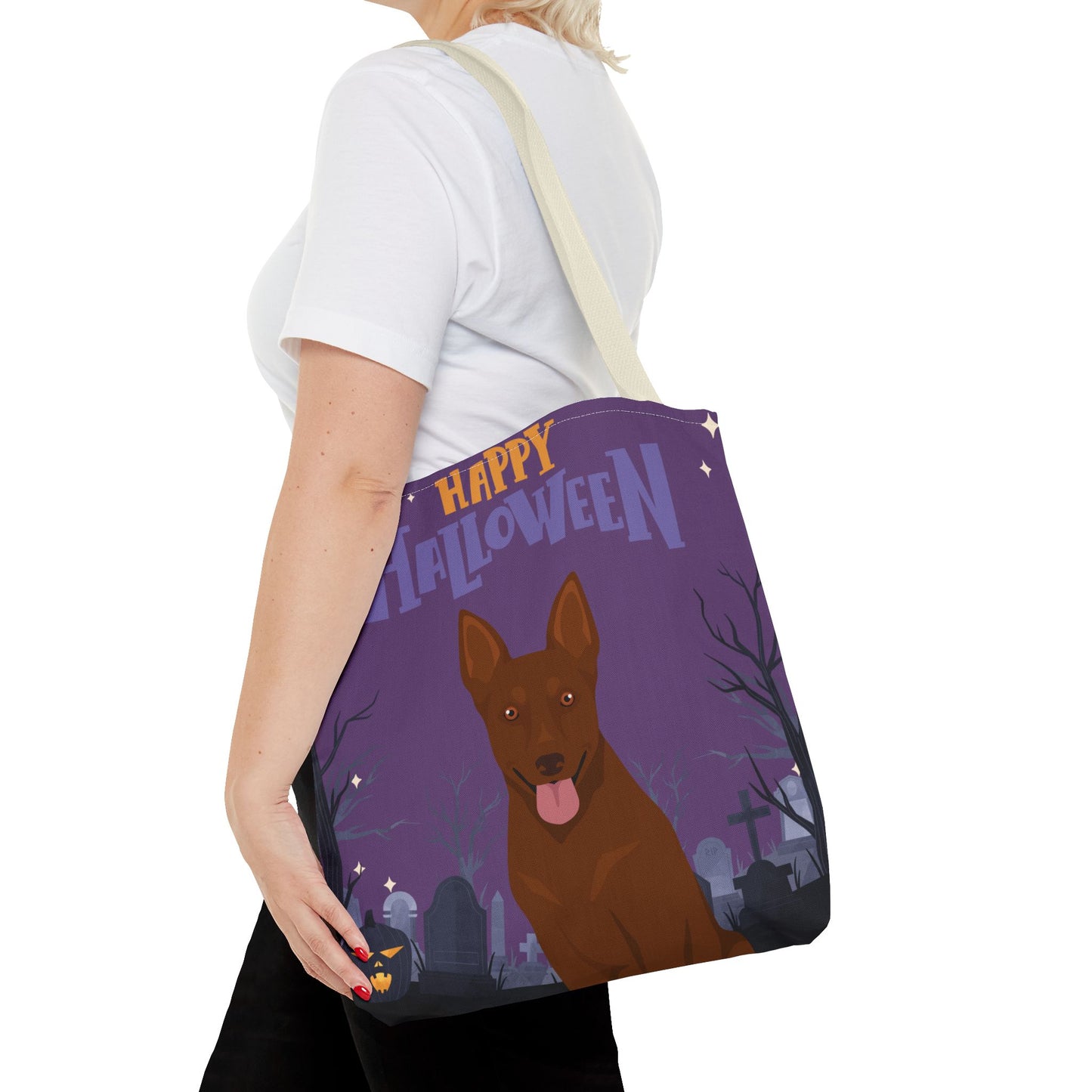 Australian Kelpie Dog Happy Halloween Tote Bag 16x16