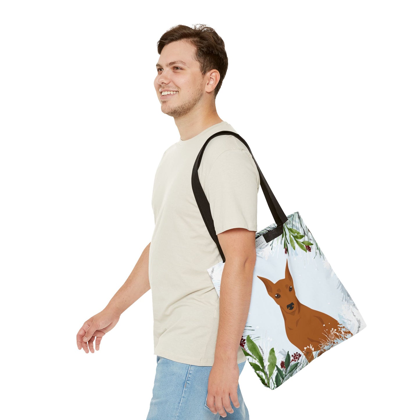 German Pinscher Dog Christmas Holiday Tote Bag 16x16