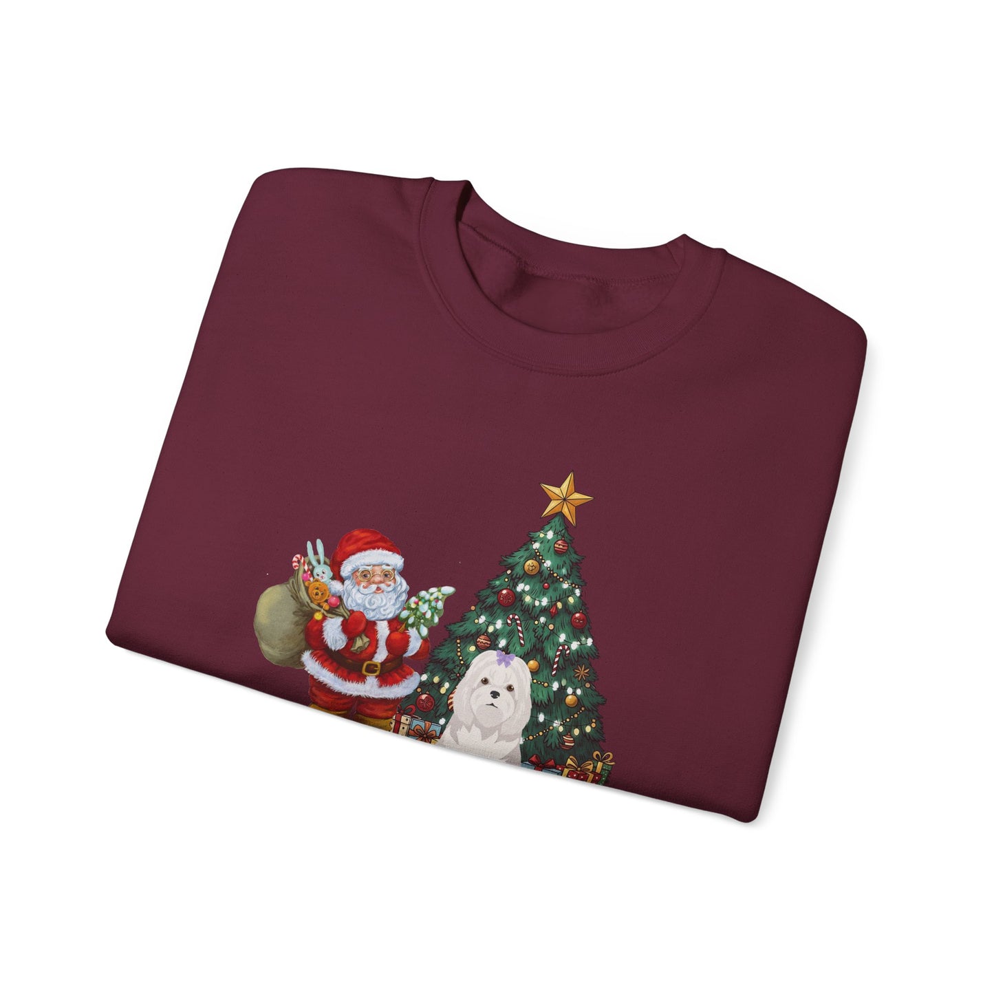Maltese Dog Santa's Little Helper Unisex Heavy Blend Crewneck Sweatshirt