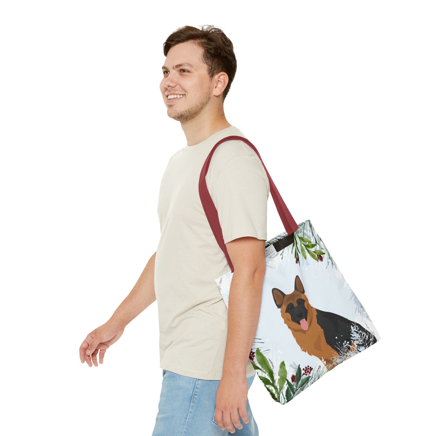 German Shepherd Dog Christmas Holiday Tote Bag 16x16