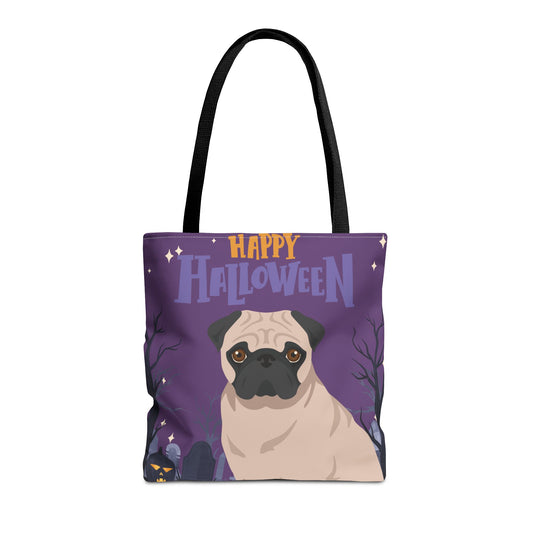 Pug Dog Happy Halloween Tote Bag 16x16