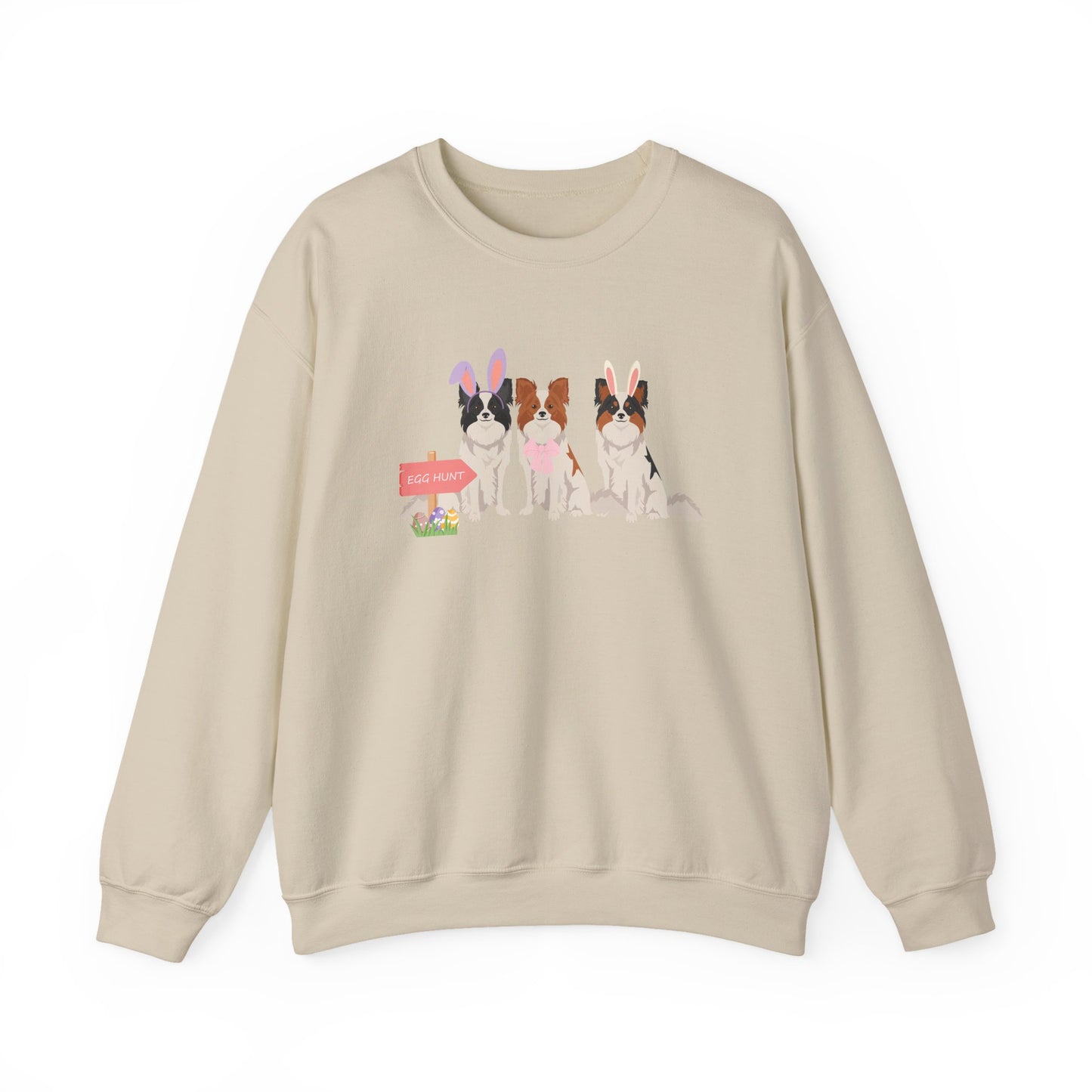Papillon Dog Easter Unisex Heavy Blend Crewneck Sweatshirt, easter, Cute Dog Mom Gift