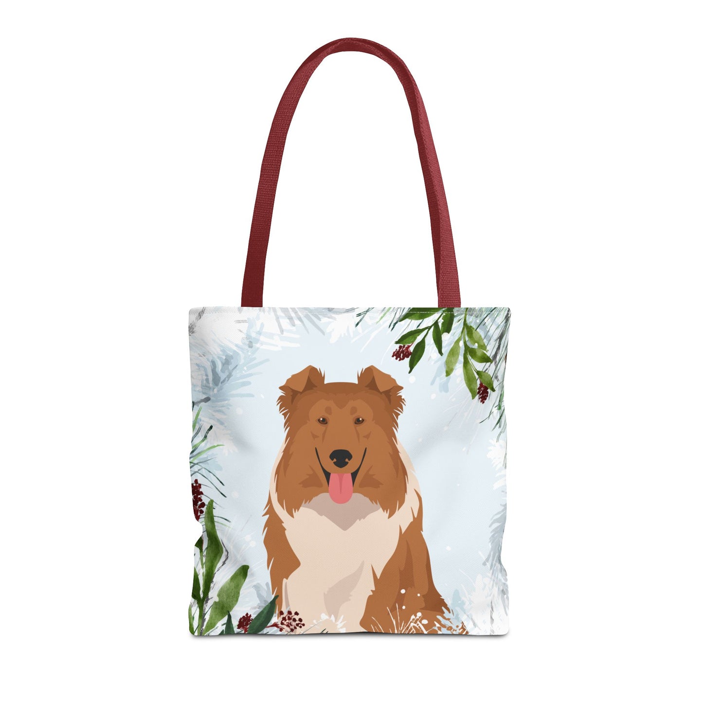 Collie Dog Christmas Holiday Tote Bag 16x16