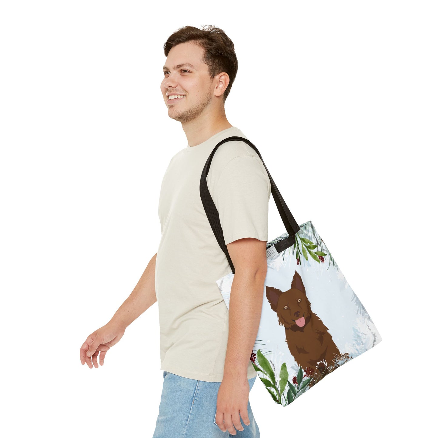 Mudi Dog Christmas Holiday Tote Bag 16x16