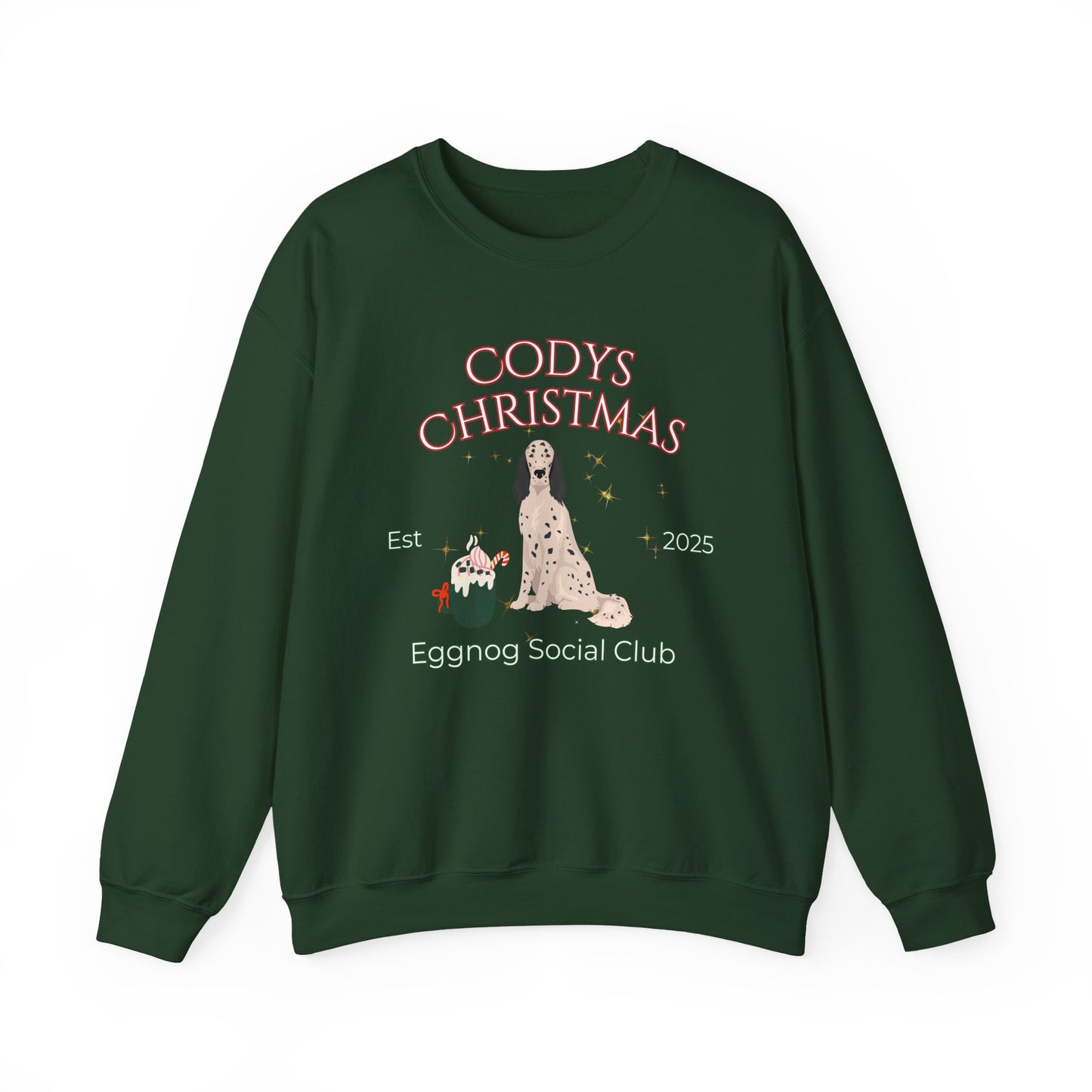 English Setter Dog Christmas Social Club Unisex Heavy Blend Crewneck Sweatshirt Custom Name
