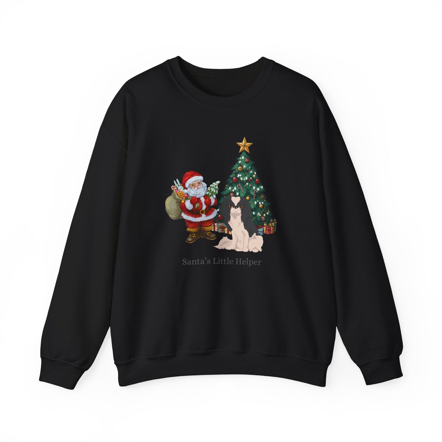 Japanese Chin Dog Santa's Little Helper Unisex Heavy Blend Crewneck Sweatshirt