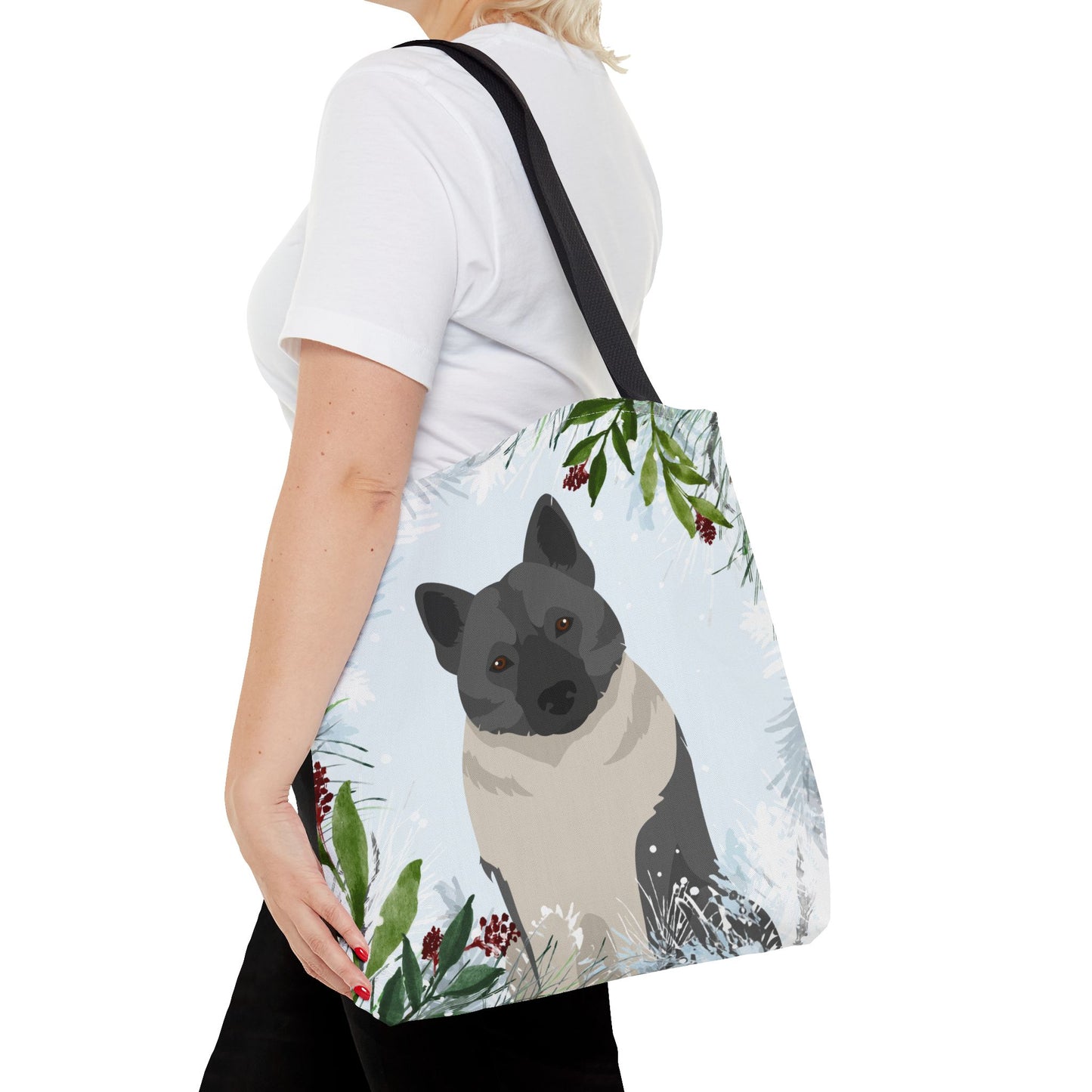 Norwegian Elkhound Dog Christmas Holiday Tote Bag 16x16