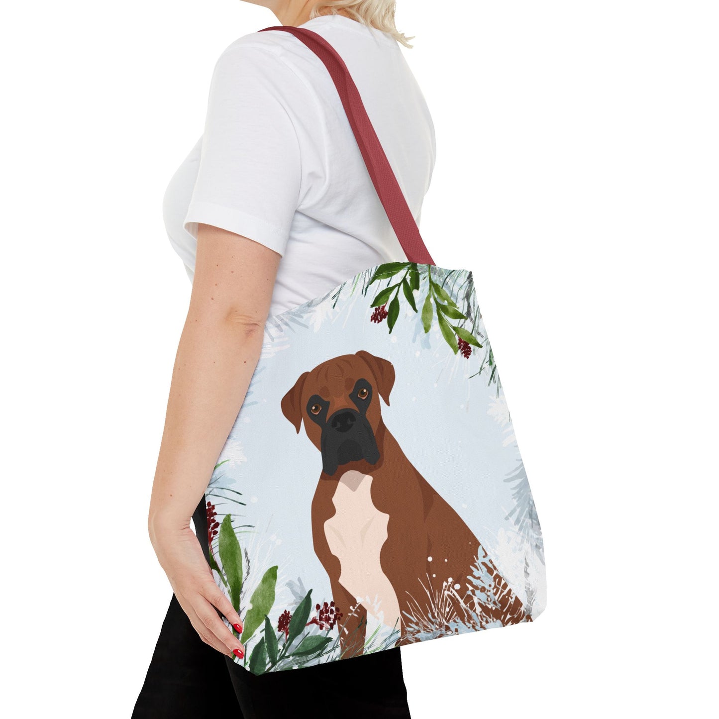Boxer Dog Christmas Holiday Tote Bag 16x16