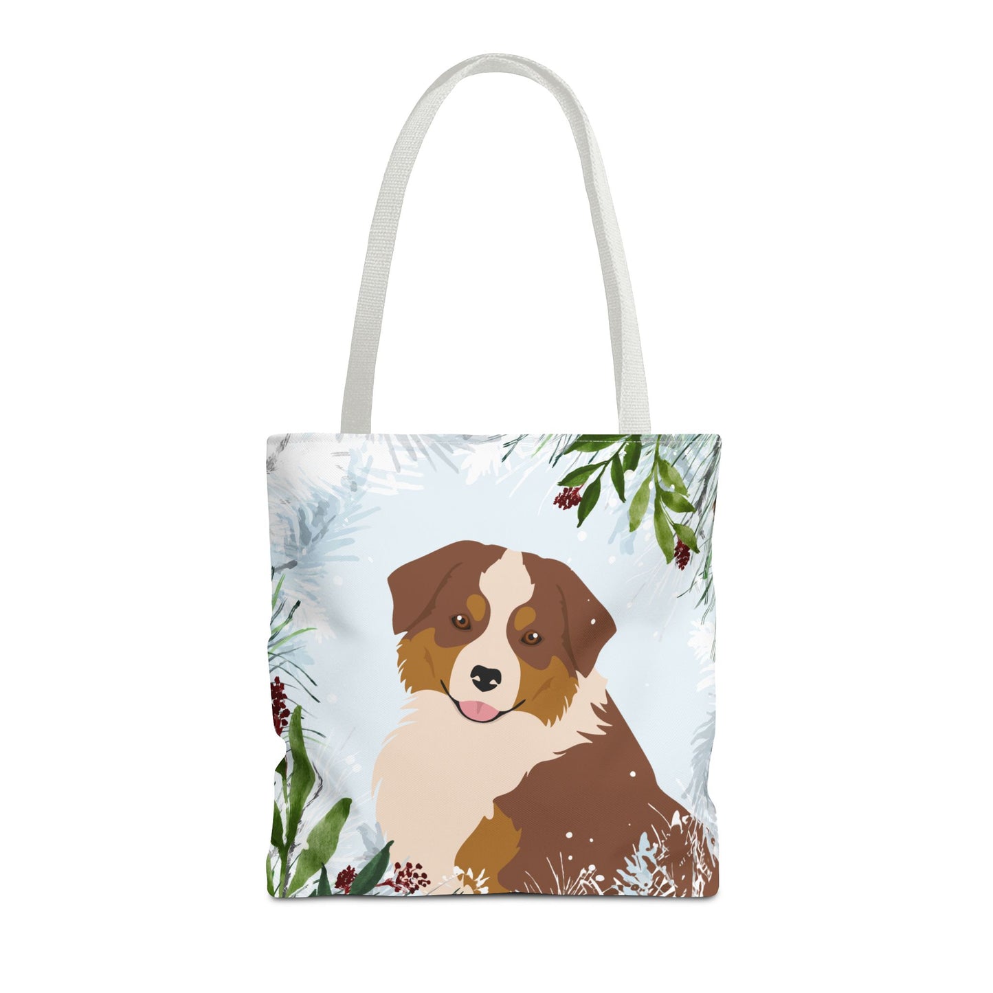 Miniature American Shepherd Dog Christmas Holiday Tote Bag 16x16