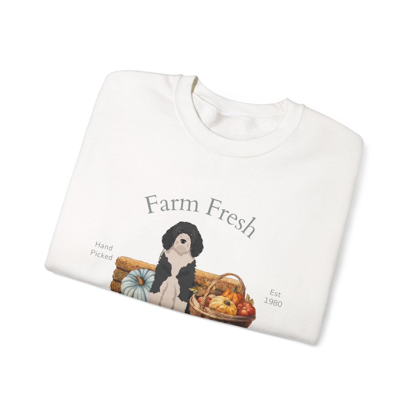 Portuguese Water Dog Dog Fall Farm Fresh Unisex Heavy Blend Crewneck Sweatshirt