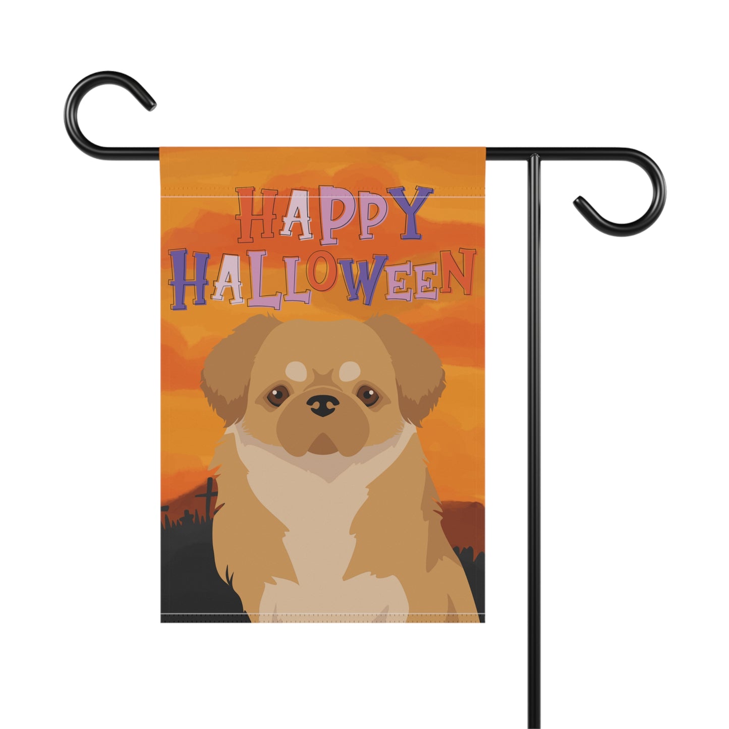 Tibetan Spaniel Dog Halloween Garden Flag