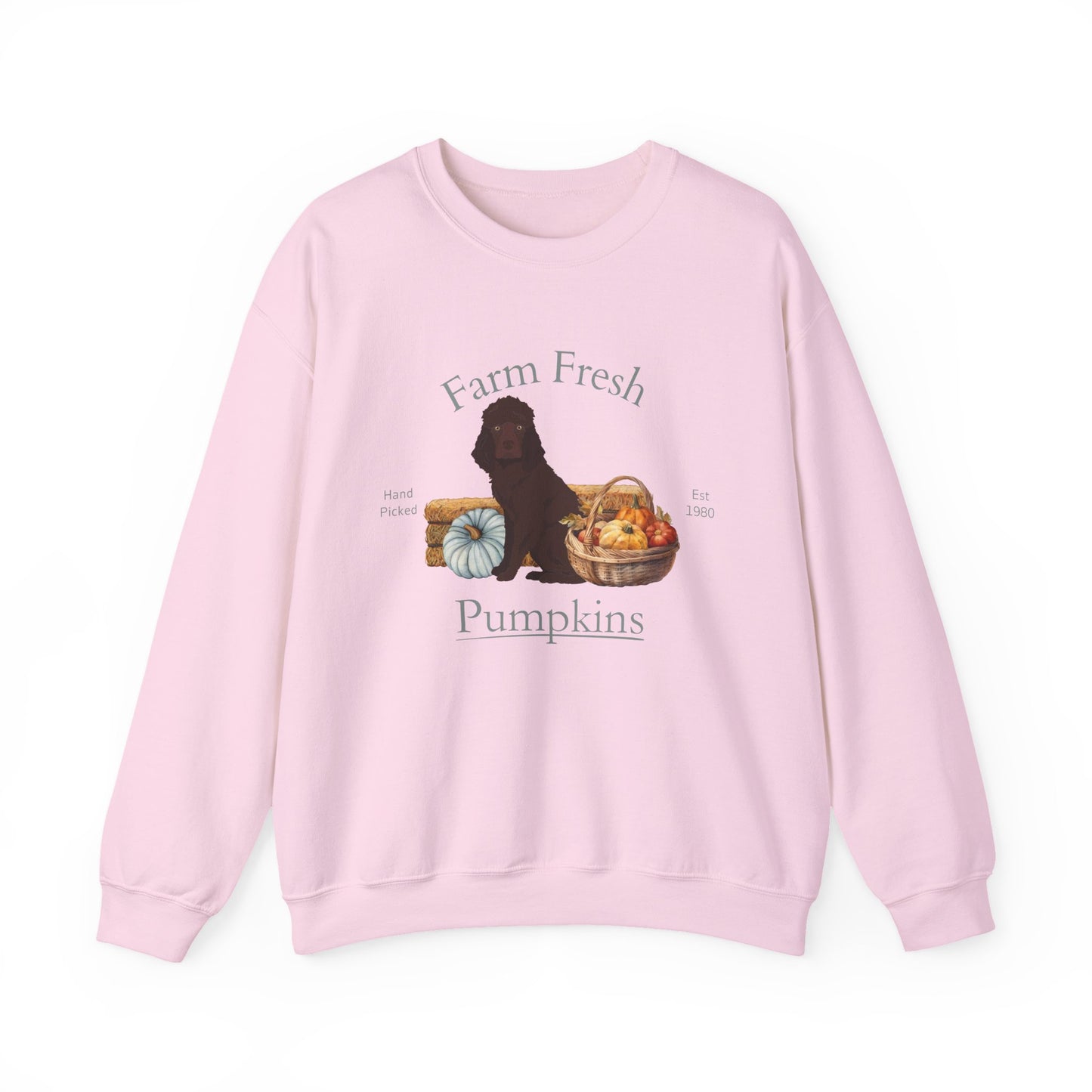 Irish Water Spaniel Dog Fall Farm Fresh Unisex Heavy Blend Crewneck Sweatshirt