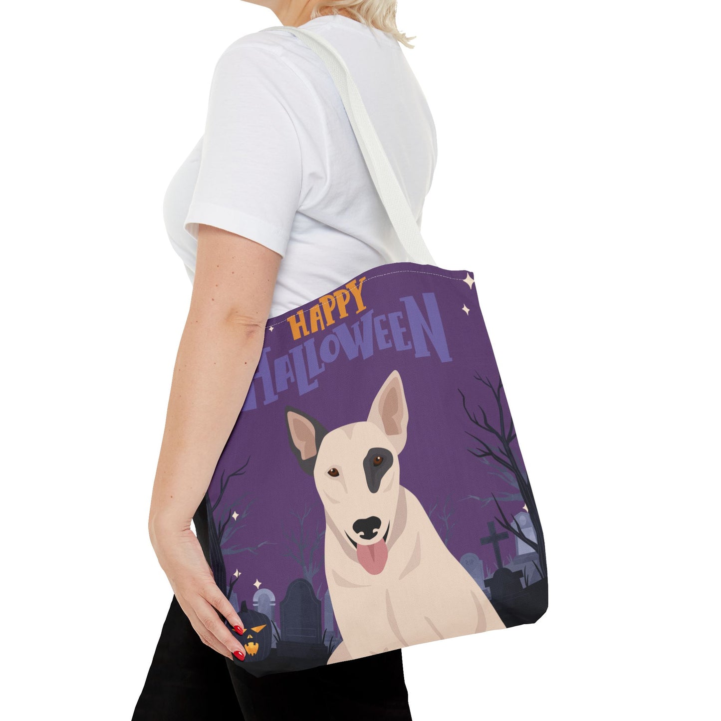 Bull Terrier Dog Happy Halloween Tote Bag 16x16