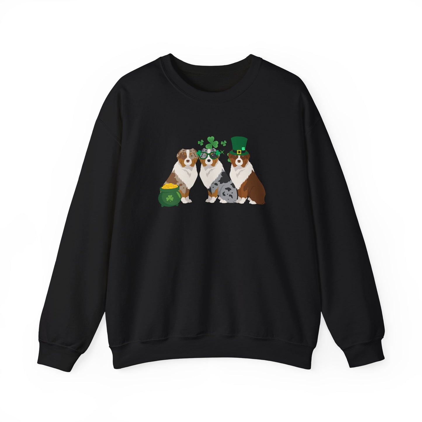 Australian Shepherd Dog St Patricks Day Unisex Heavy Blend Crewneck Sweatshirt, St Pattys day, Cute Dog Mom Gift