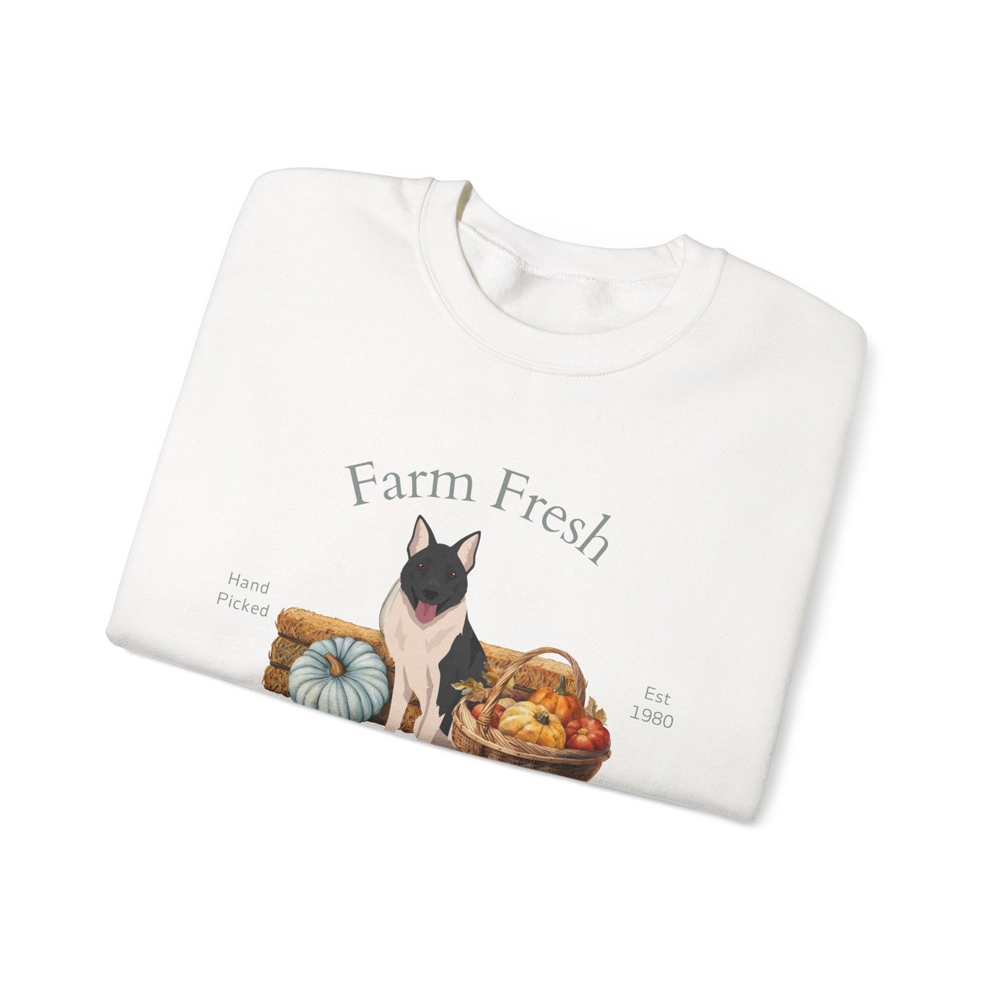Russo European Laika Dog Fall Farm Fresh Unisex Heavy Blend Crewneck Sweatshirt