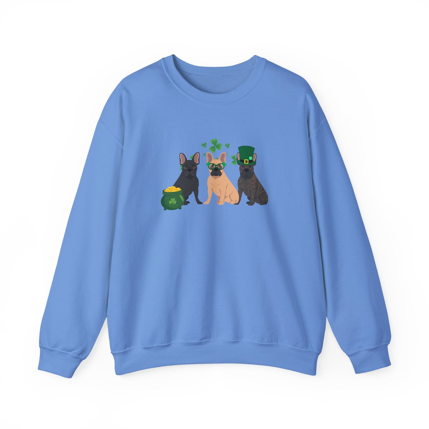 French Bulldog Dog St Patricks Day Unisex Heavy Blend Crewneck Sweatshirt, St Pattys day, Cute Dog Mom Gift