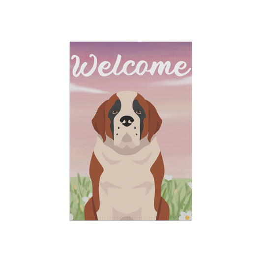 St Bernard Dog Welcome Garden Flag